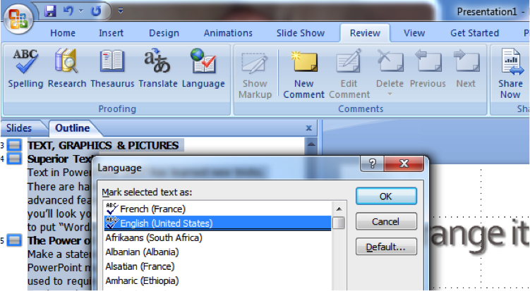 Change Language In Powerpoint