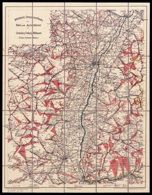 Mittelbach’s Strassenprofilkarte für Rad- und Autofahrer von Strassburg-Freiburg-Mülhausen 1:300.000 ~ 1910 