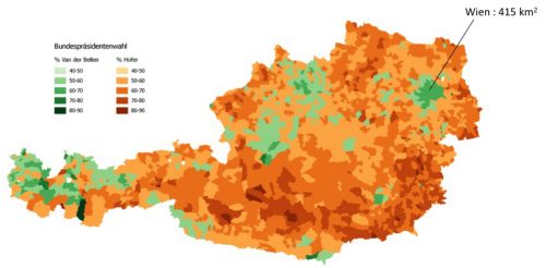 Austria Bundespräsidentenwahl 3D map - Vienna area