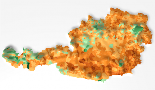 Austria Bundespräsidentenwahl 3D map - Vienna population topview