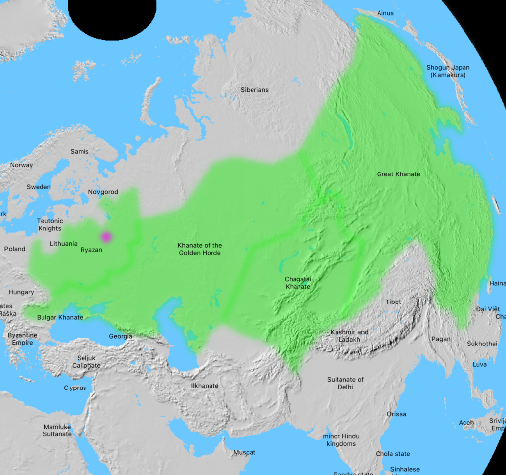 The "Mongol Empire" and the "Grand Dutchy of Musccovy". 1300 AD